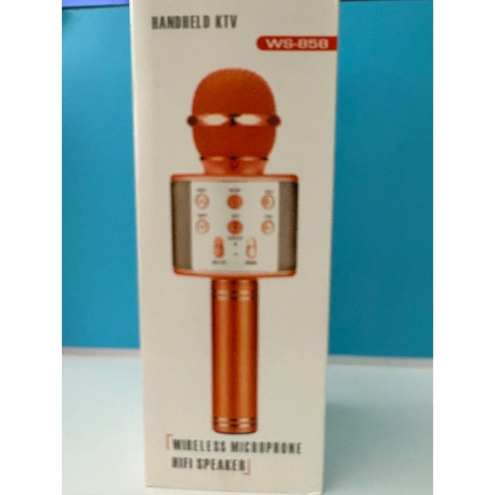 Wireless Karaoke Microphone/HiFi Speaker - Silver Handheld KTV WS-858